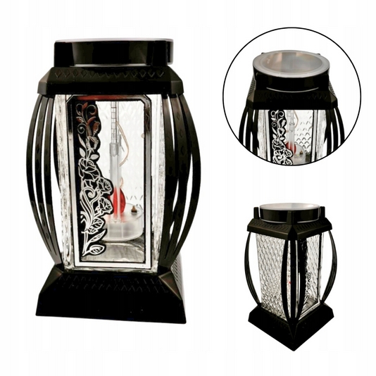 Solárny Sklenený Lampion "Strieborný Kvietok" s Fotovoltajickým Panelom, 23cm